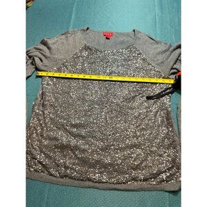 Elle Womens XL Grey Sequin Sweater With Long Sleeves